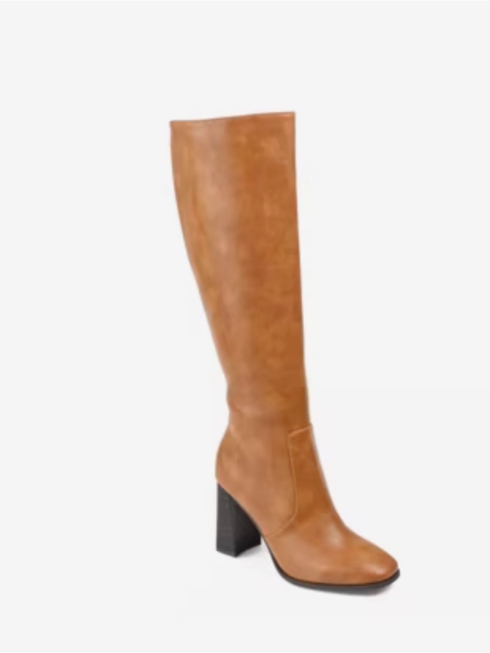 Journey Tall Women’s Tan Leather Block Heel Boot-Wide Calf
